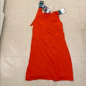 Bright Orange tie back Lulus dress